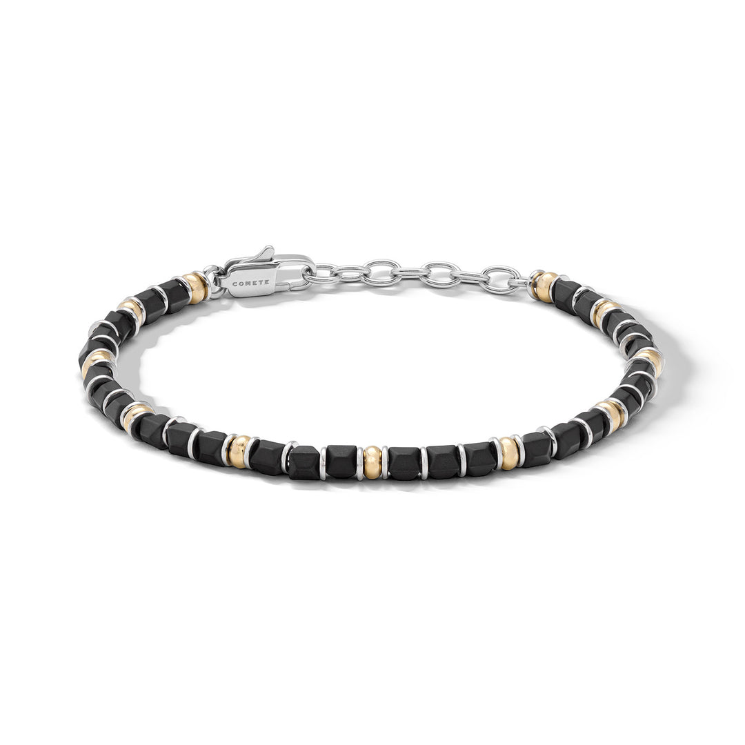 Comete Bracciale in acciaio con ematite nera e PVD giallo UBR1327
