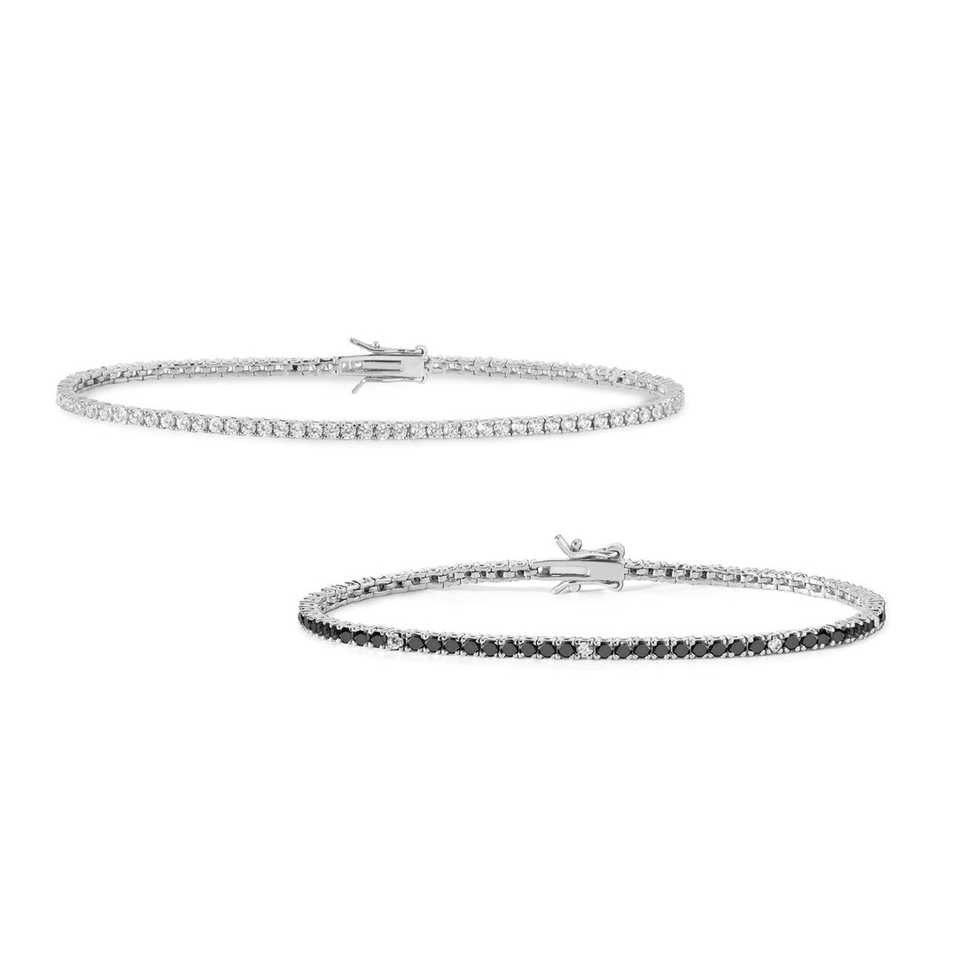 Comete Tennis in Argento e cristalli bianchi e neri KIT994M18176M16