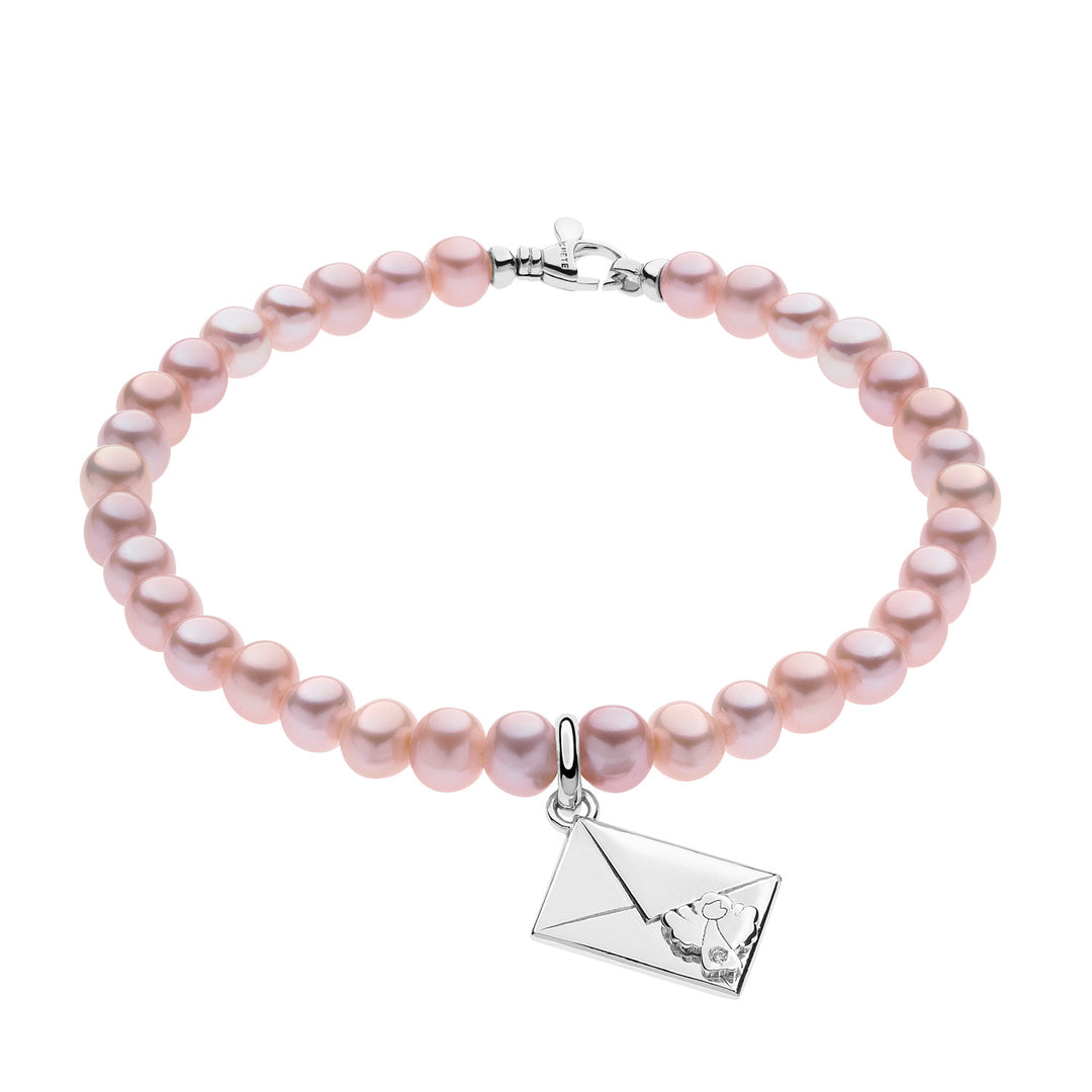 Comete Bracciale Perle lilla in Argento e Busta con Angelo BRQ232
