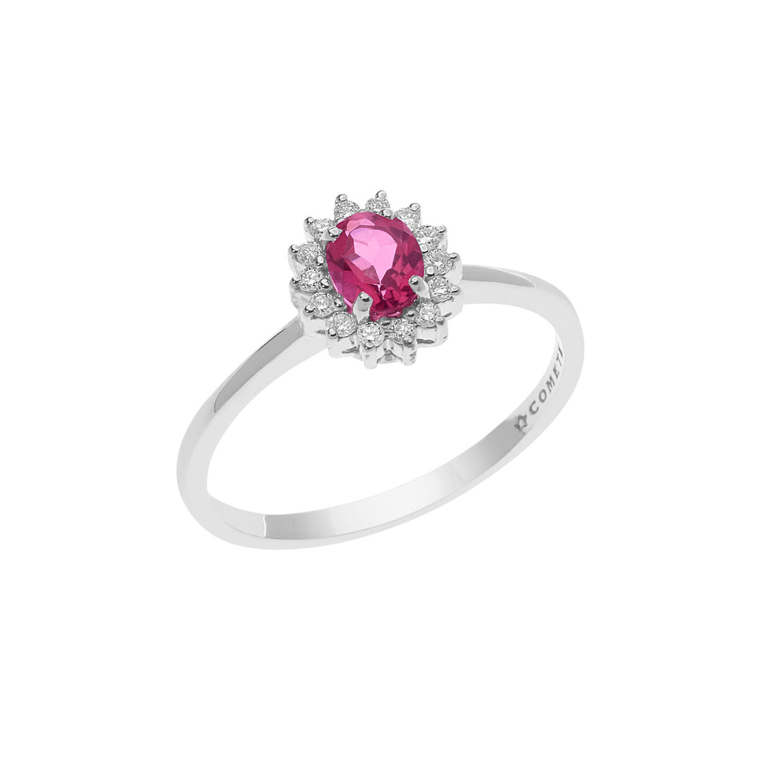Comete Anello in Oro Diamanti e Topazio Rosa ovale ANB2595