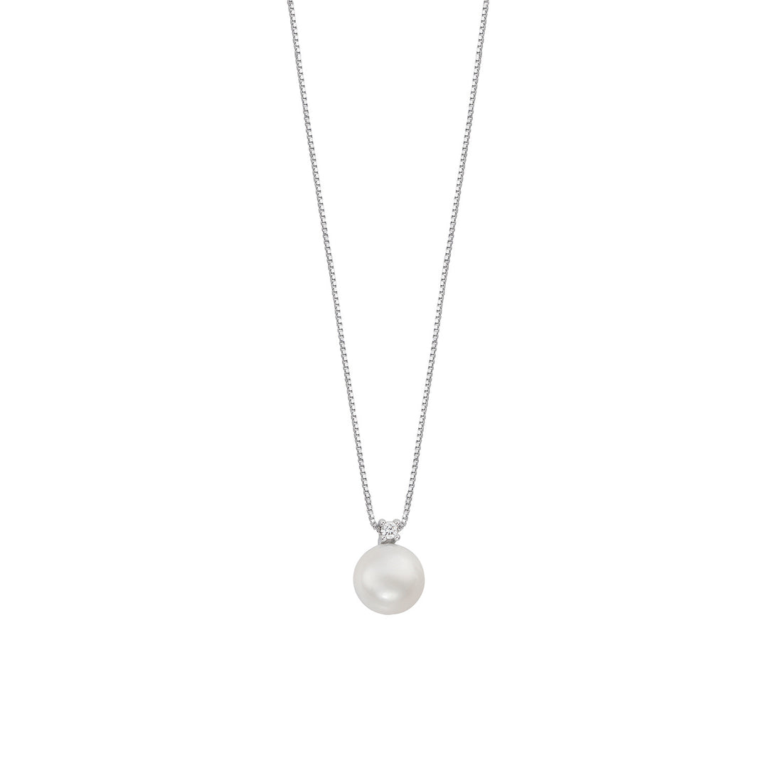 Comete Collana con Perla in Oro e Diamante con Catena a Molla GLP627
