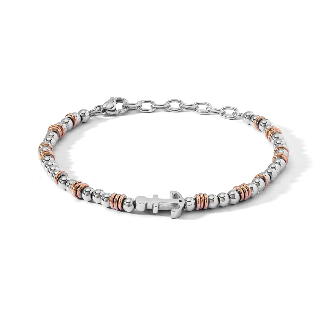 Comete Bracciale Ancora in Acciaio, pvd rosè e zircone nero UBR1268