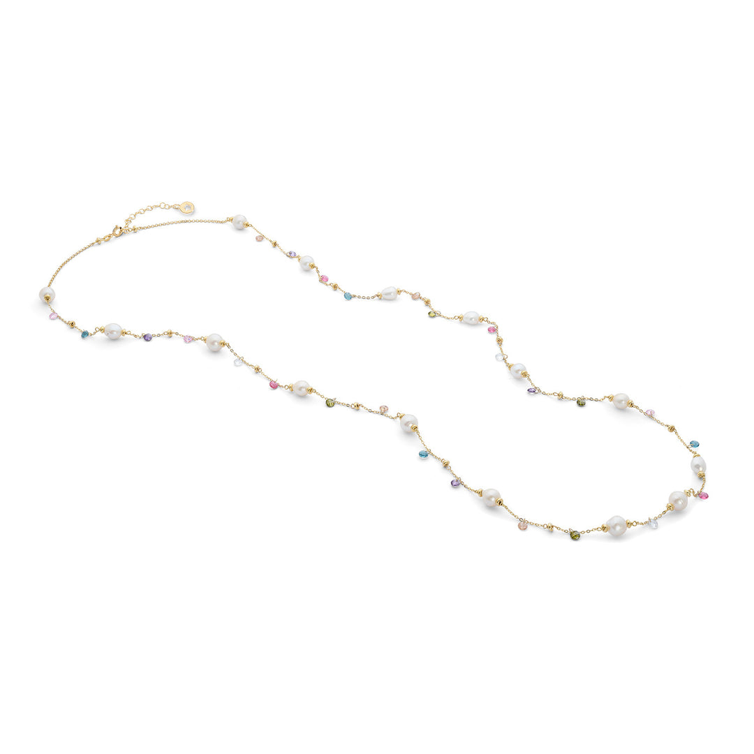 Comete Collana Argento 925‰ con cristalli multicolor e Perle Acquadolce GLA275