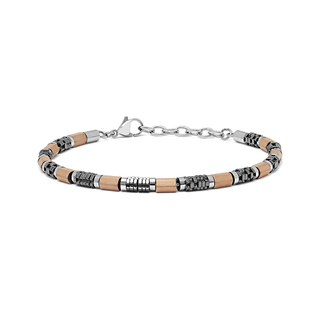 Comete Bracciale in acciaio con ematite e Pvd rosè UBR970