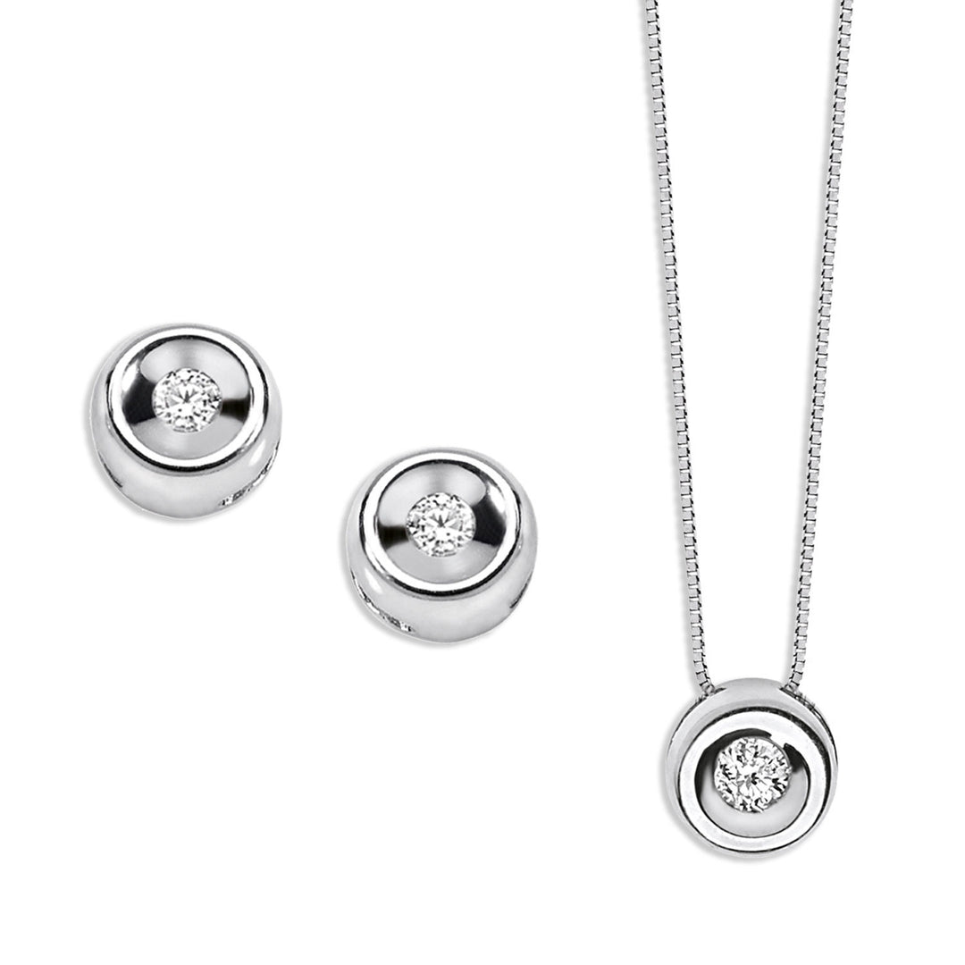 Comete Girocollo e Orecchini Punto luce tondo in Oro e Diamante KIT1415900