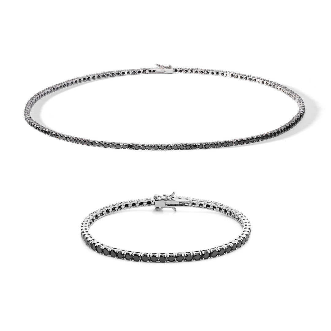 Comete Collana e Bracciale Tennis in Argento con zirconi neri KIT738NM50993M20