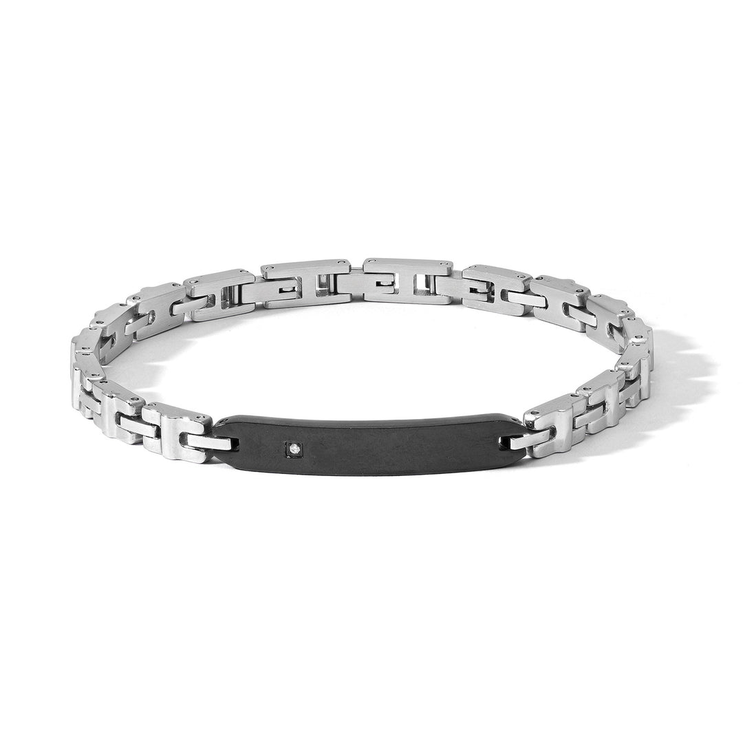 Comete Bracciale acciaio con pvd nero e zircone bianco UBR1205