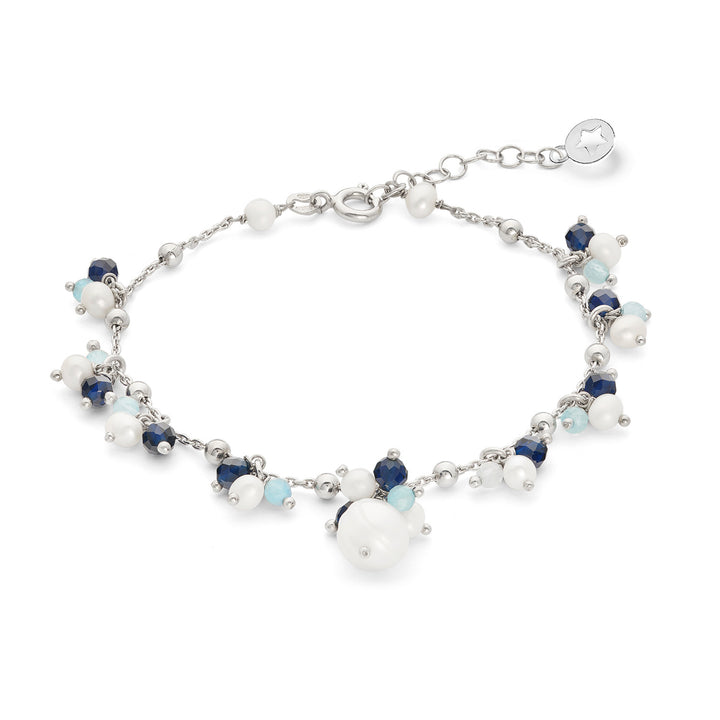 Comete Bracciale Argento 925‰ con Acquamarina, pietre blu e Perle acquadolce BRA271