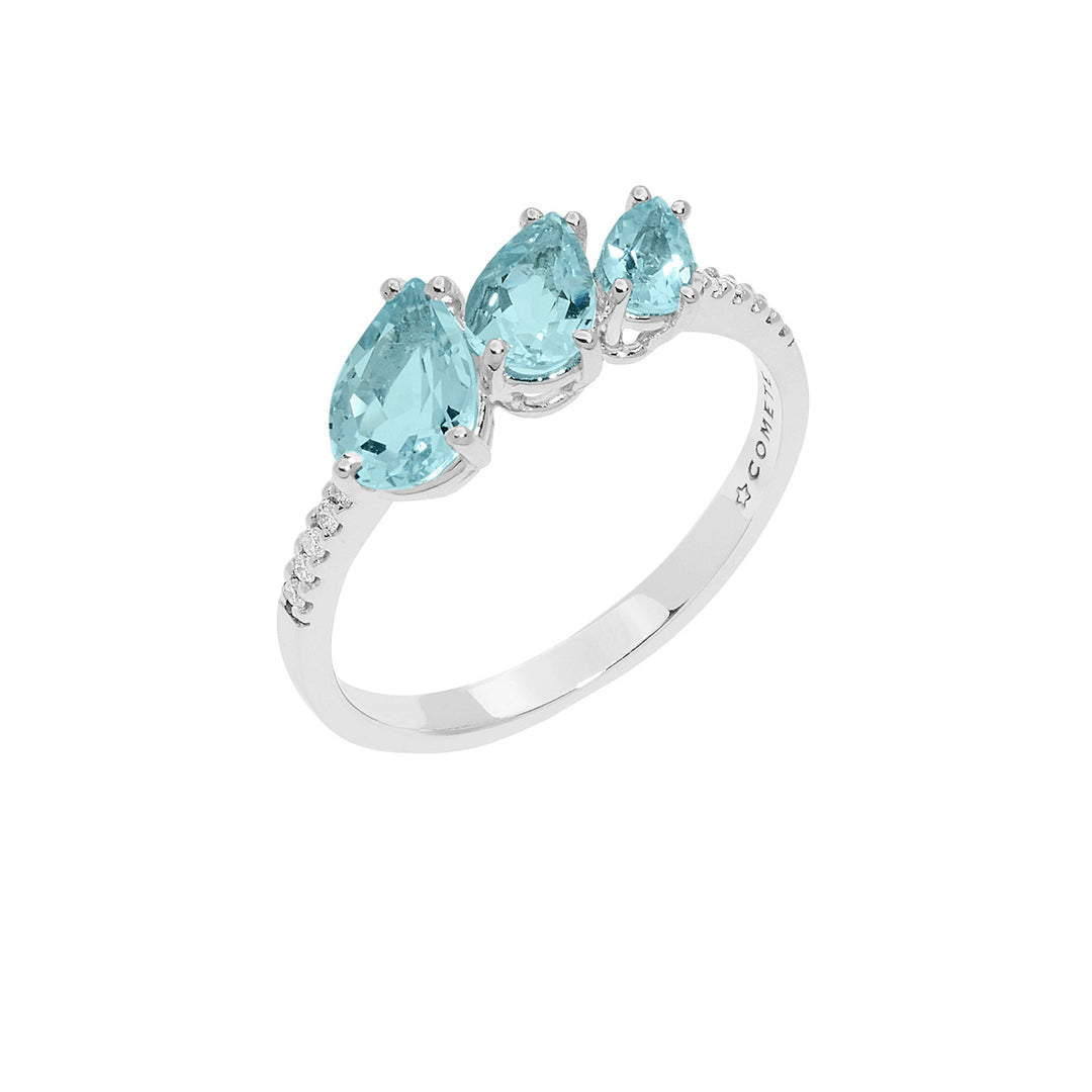 Comete Anello in Oro Diamanti e Acquamarina Goccia ANQ329