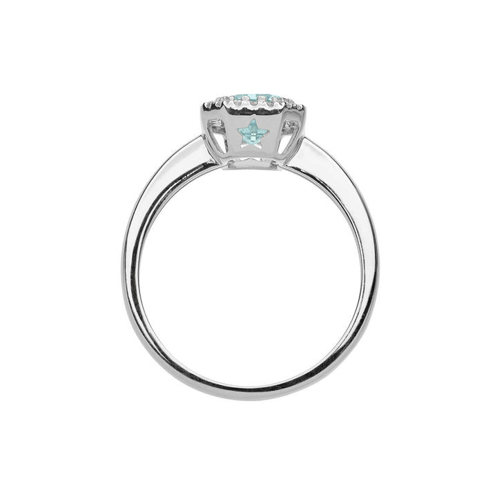 Comete Anello in Oro Diamanti e Acquamarina Ottagonale ANQ311