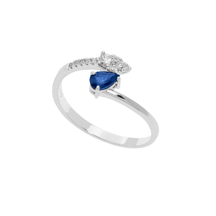 Comete Anello in Oro Diamanti e Zaffiro Goccia ANB2631