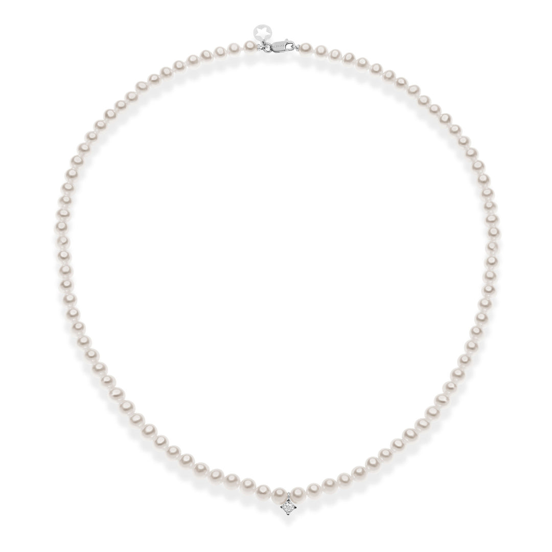 Comete Collana Filo Perle Acquadolce in Oro e Diamante FWQ320
