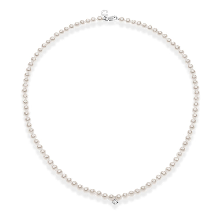 Comete Collana Filo Perle Acquadolce in Oro e Diamante FWQ320