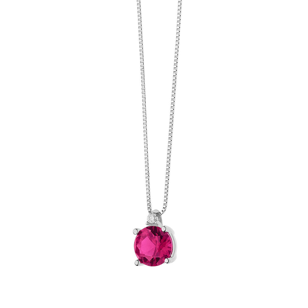 Comete Collana in Oro Diamante e Rubino tondo GLB1389