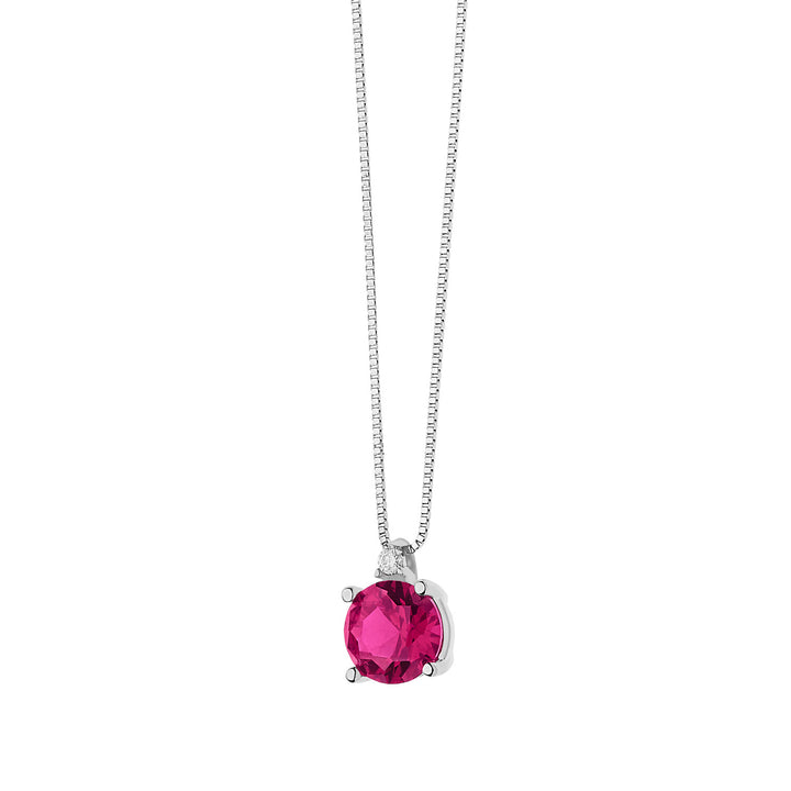 Comete Collana in Oro Diamante e Rubino tondo GLB1389
