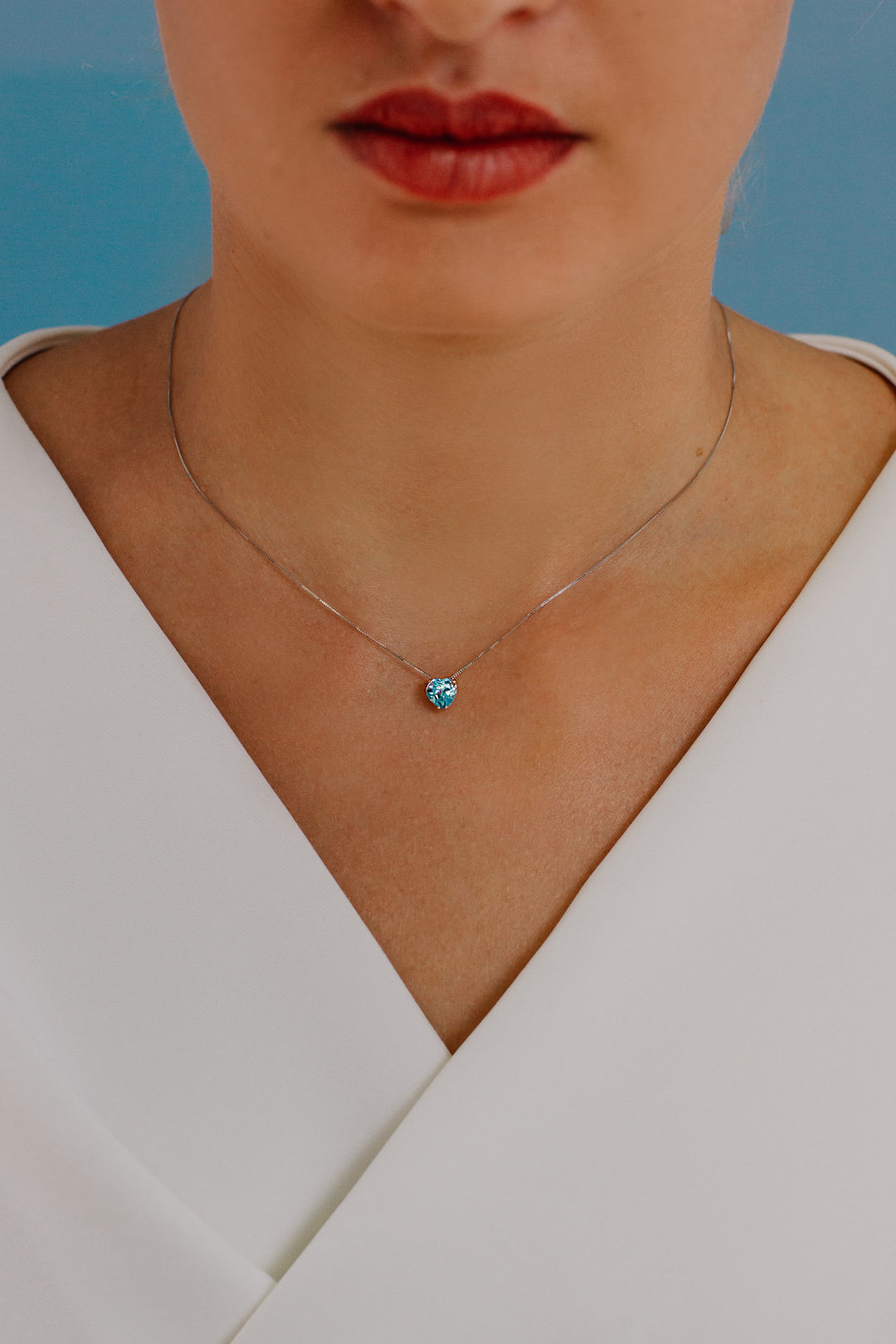 Comete Collana in Oro rosa e Topazio Azzurro Cuore GLB1546