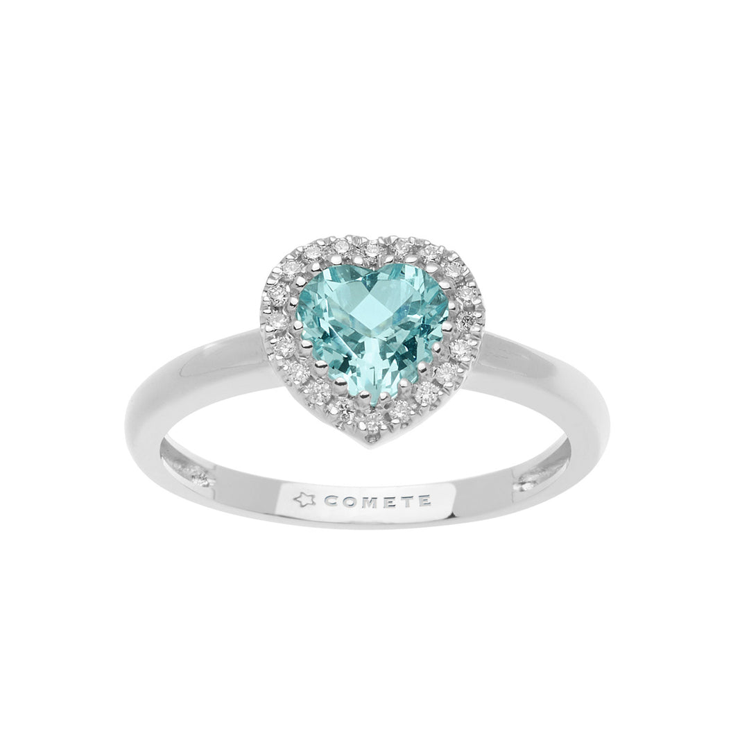 Comete Anello in Oro Diamanti e Acquamarina Cuore ANQ313