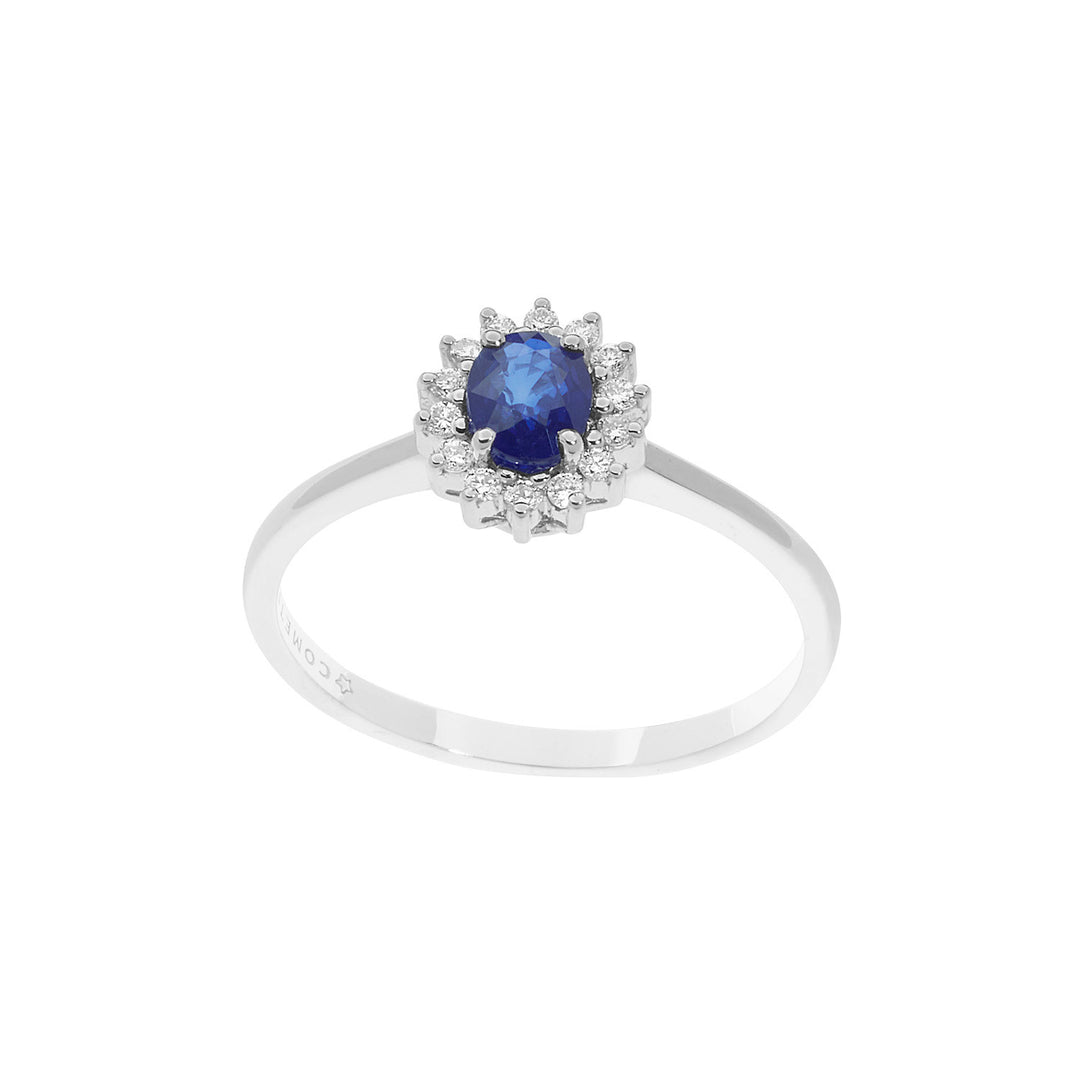 Comete Anello in Oro Diamanti e Zaffiro blu ovale ANB2572