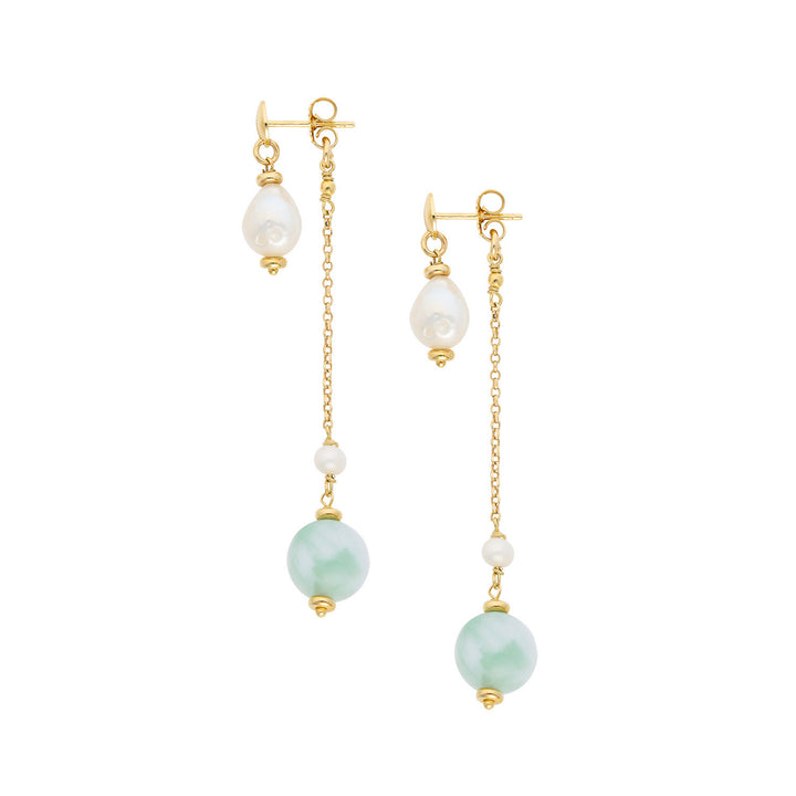 Comete Orecchini Argento 925‰ con Perle Acquadolce, Giada colorata, Angelite ORA228