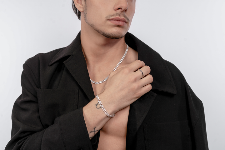 Comete Bracciale in Argento 925‰ rodiato, acciaio, zirconi bianchi UBR1292M17