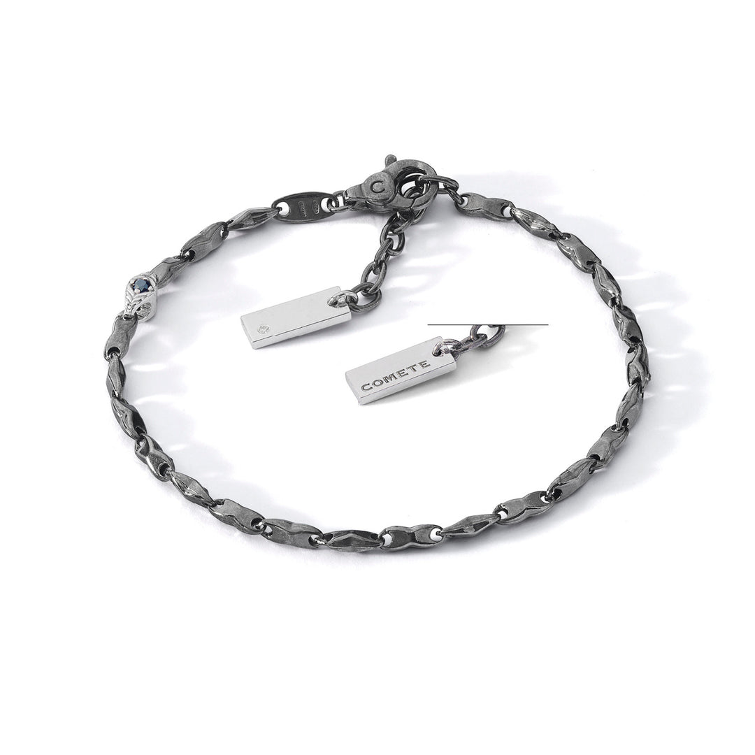 Comete Bracciale in Argento brunito e lucido, Diamante e Spinelli neri UBR1259