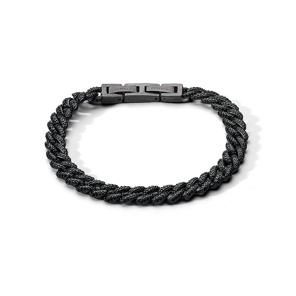 Comete Bracciale in Argento 925‰ rutenio, acciaio pvd nero con zirconi neri UBR1294M20