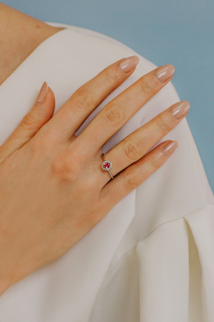 Comete Anello in Oro Diamanti e Topazio Rosa ovale ANB2595