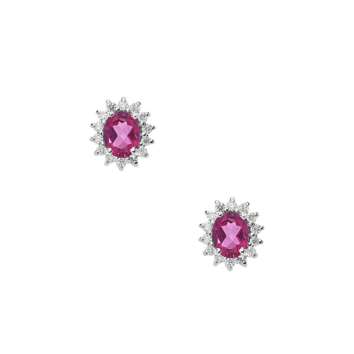 Comete Orecchini in Oro Diamanti e Topazi Rosa ovali ORB1037
