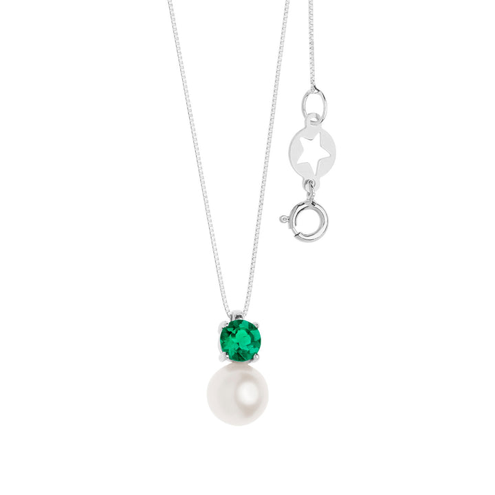 Comete Collana in Oro Perle e Smeraldo tondo GLP615