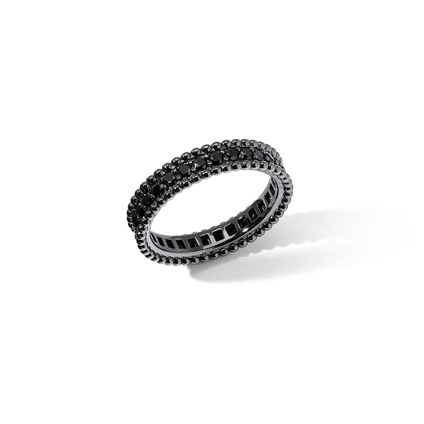 Comete Anello in Argento 925‰ rutenio con zirconi neri UAN133M13