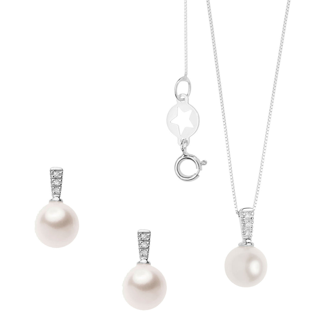 Comete Collana e Orecchini con Perla e Diamanti bianchi KIT623759
