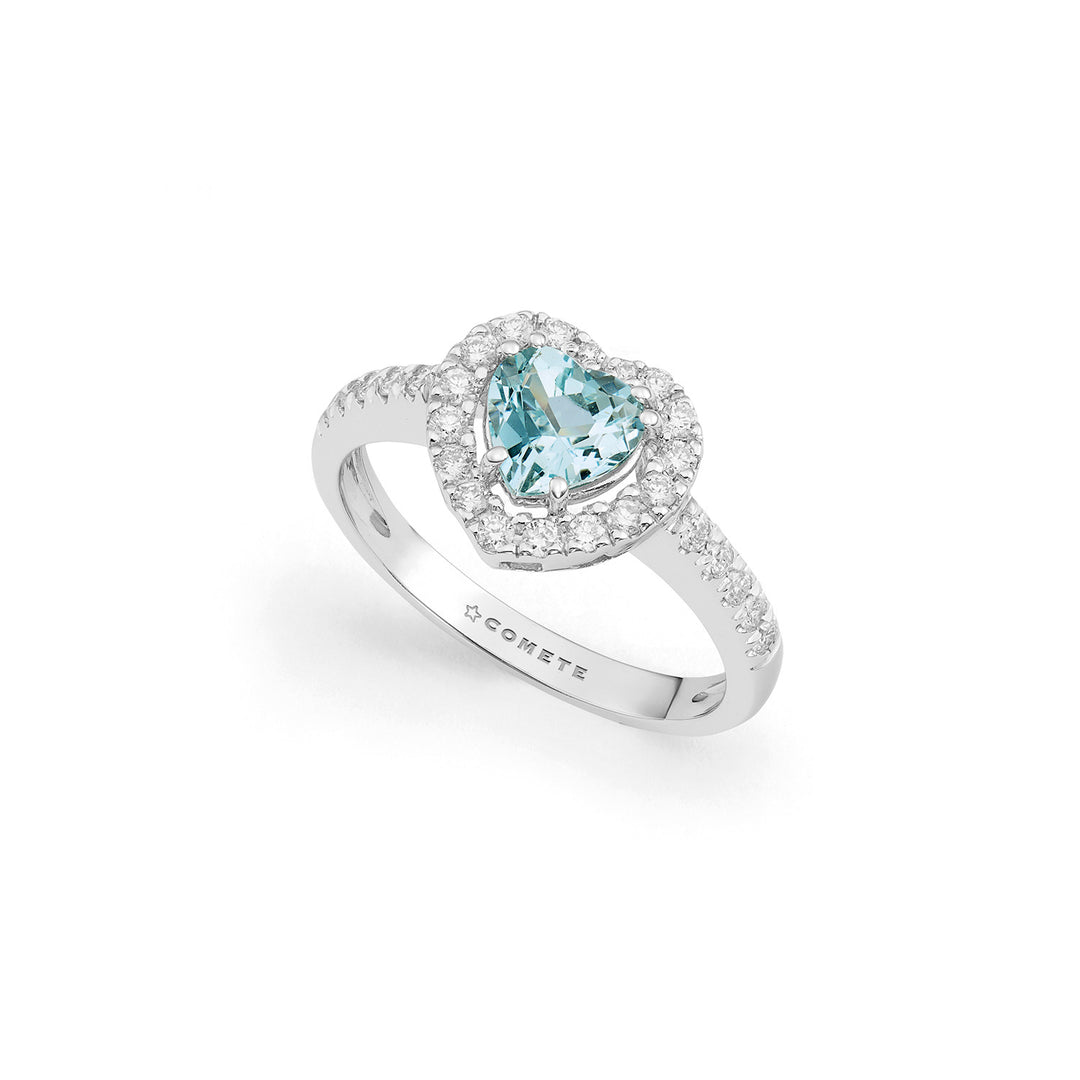 Comete Anello in Oro 750‰ con Acquamarina a cuore e diamanti ANQ363