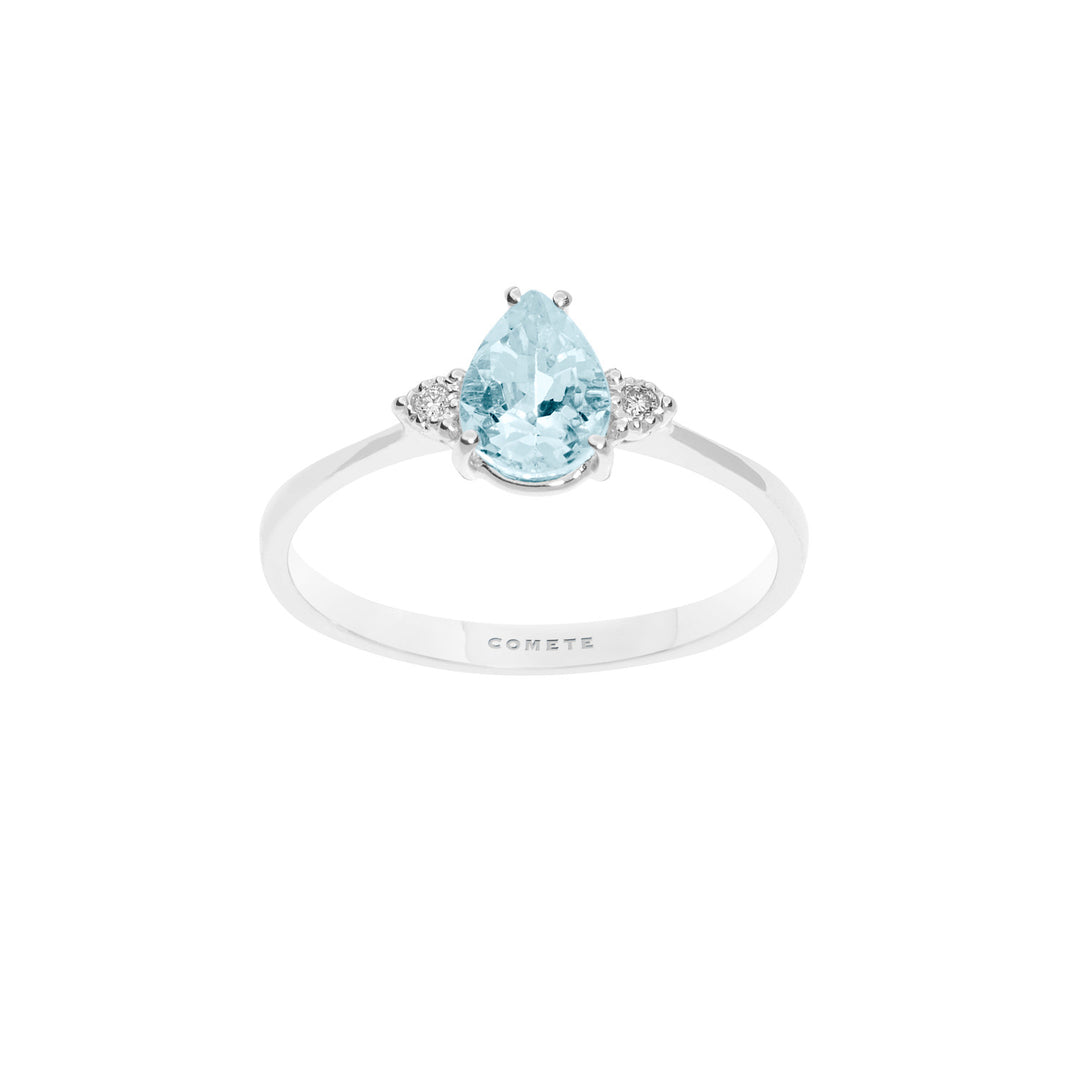 Comete Anello in Oro Diamanti e Acquamarina Goccia ANQ307