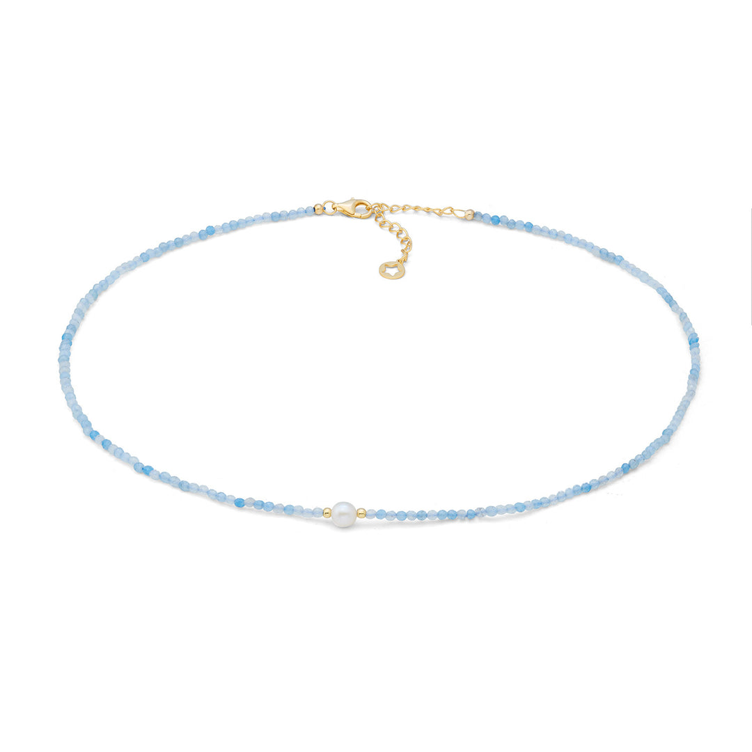 Comete Girocollo in argento 925‰ con acquamarina e perla GLA298