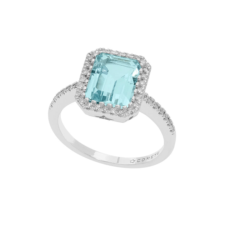 Comete Anello in Oro Diamanti e Acquamarina ottagonale ANQ339