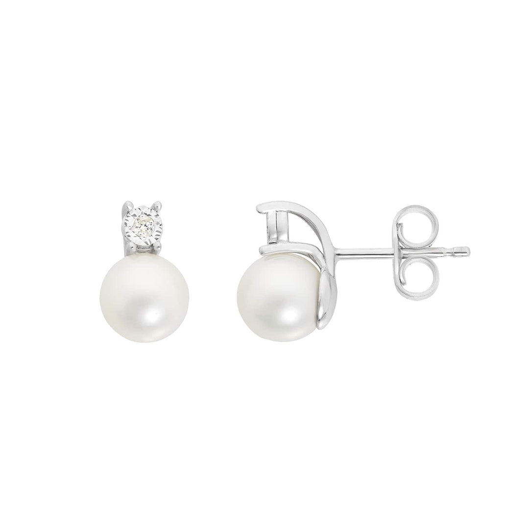 Comete Orecchini in Oro bianco 375‰ con Diamanti bianchi e Perle coltivate KORP010