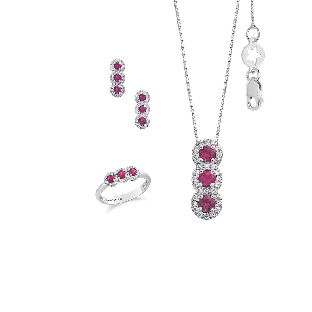Comete Anello, Collana e Orecchini Trilogy con Rubini in Oro e Diamanti bianchi KIT169527281138