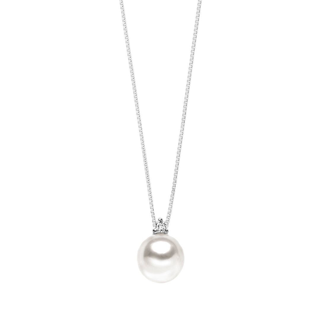 Comete Collana Punto luce Perla in Oro e Diamante GLP434