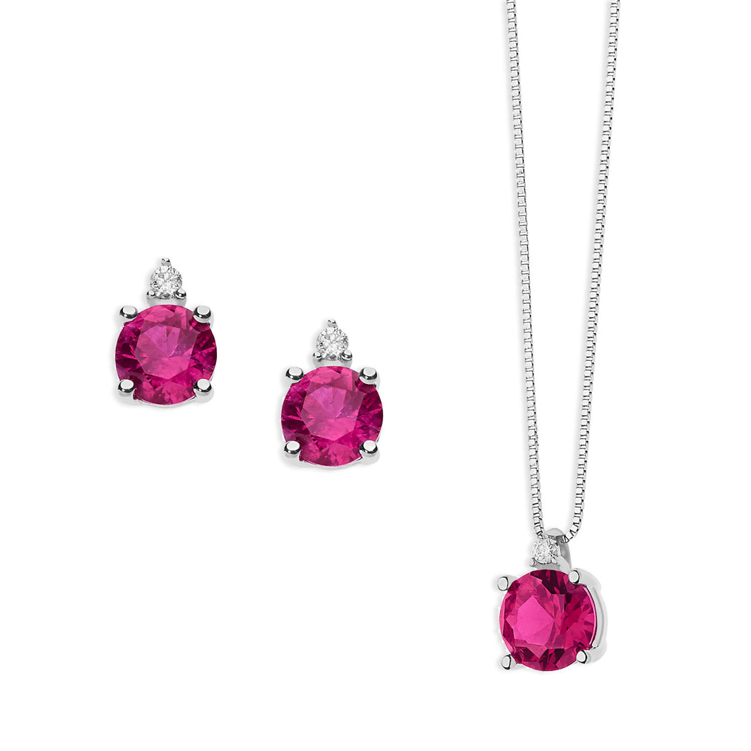 Comete Collana e Orecchini Storia di luce in Oro Diamante e Rubino tondo KIT1389882