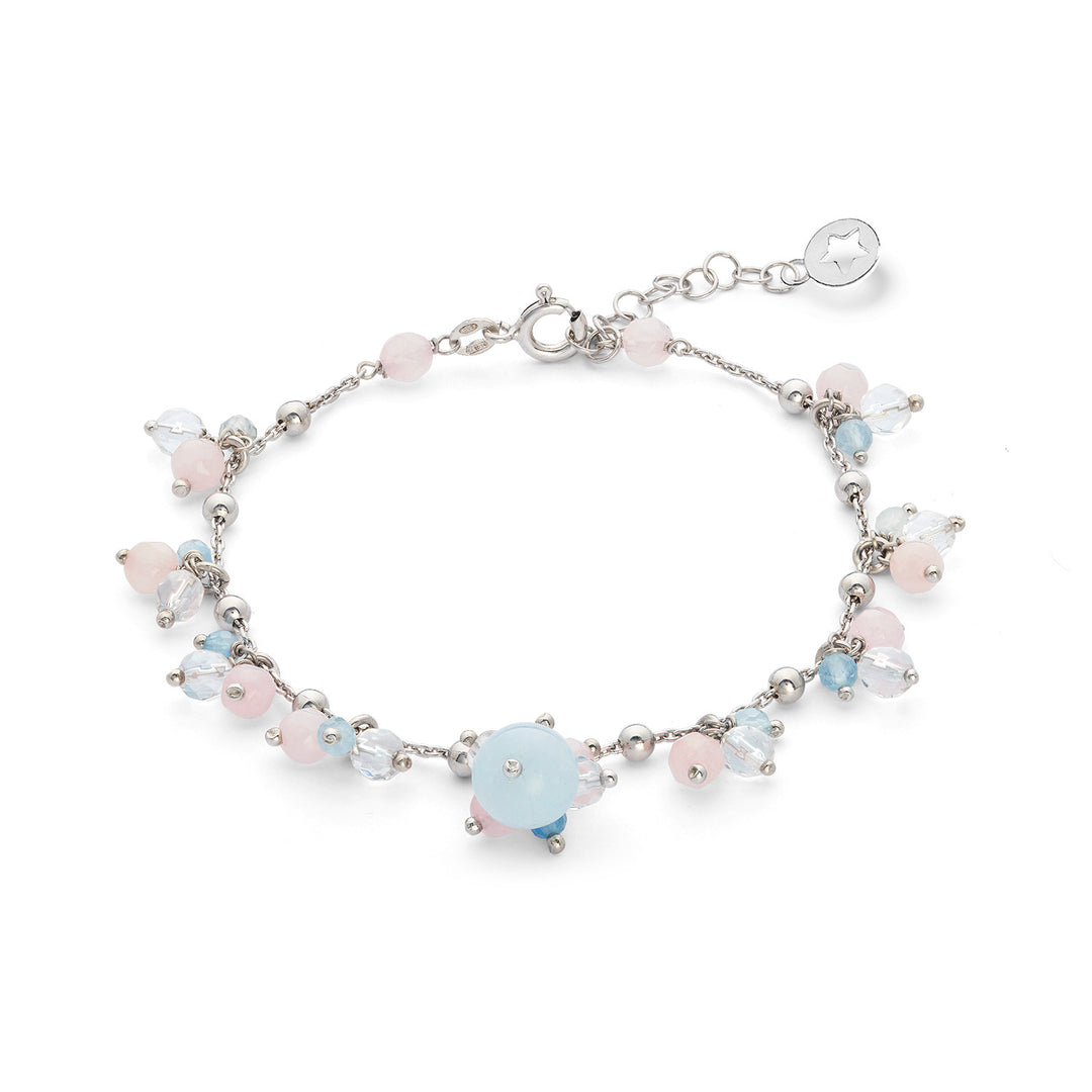 Comete Bracciale Argento 925‰ con Acquamarina, Cristallo di Rocca, Giada colorata BRA273