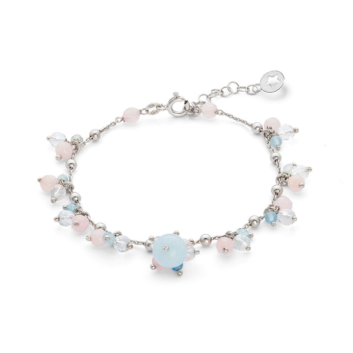 Comete Bracciale Argento 925‰ con Acquamarina, Cristallo di Rocca, Giada colorata BRA273