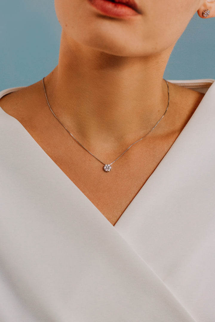 Comete Girocollo in Oro rose di Diamanti GLB1549