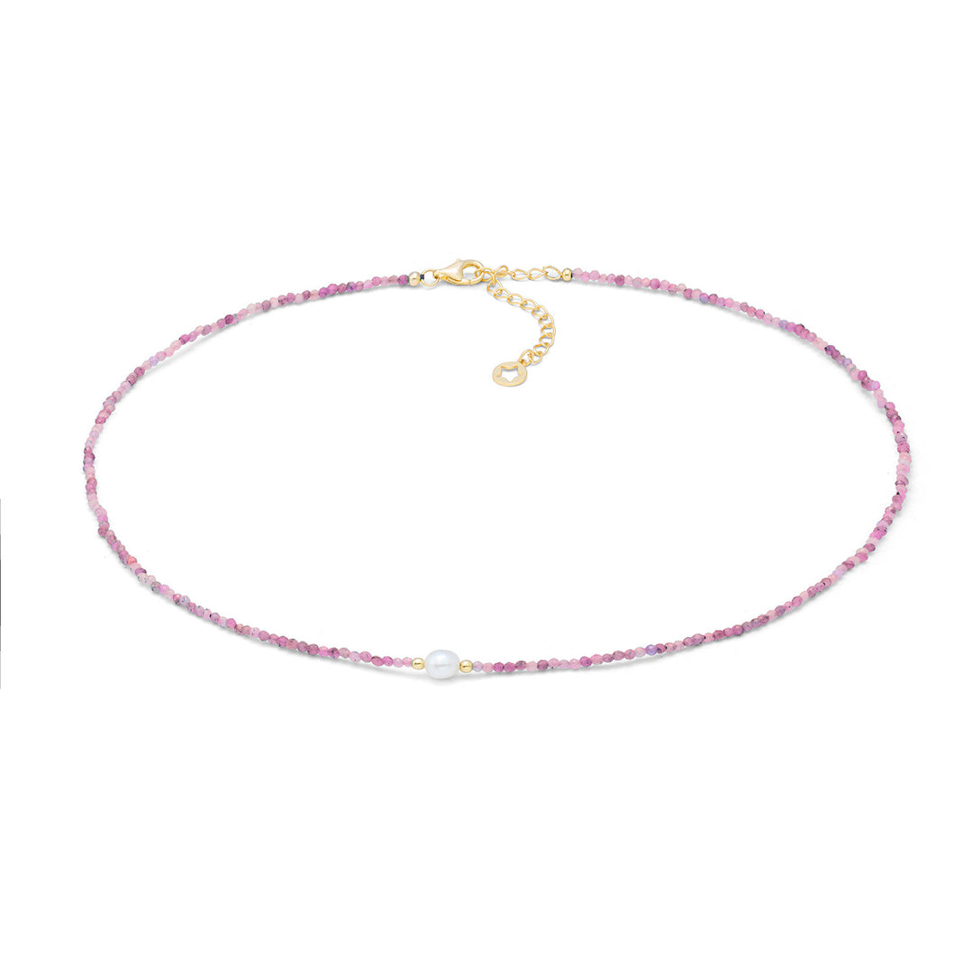 Comete Girocollo in argento 925‰ con rubino e perla GLA301