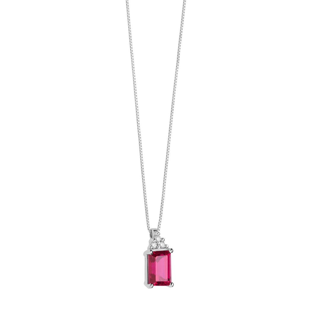 Comete Girocollo in Oro Diamanti e Rubino Ottagonale GLB1439