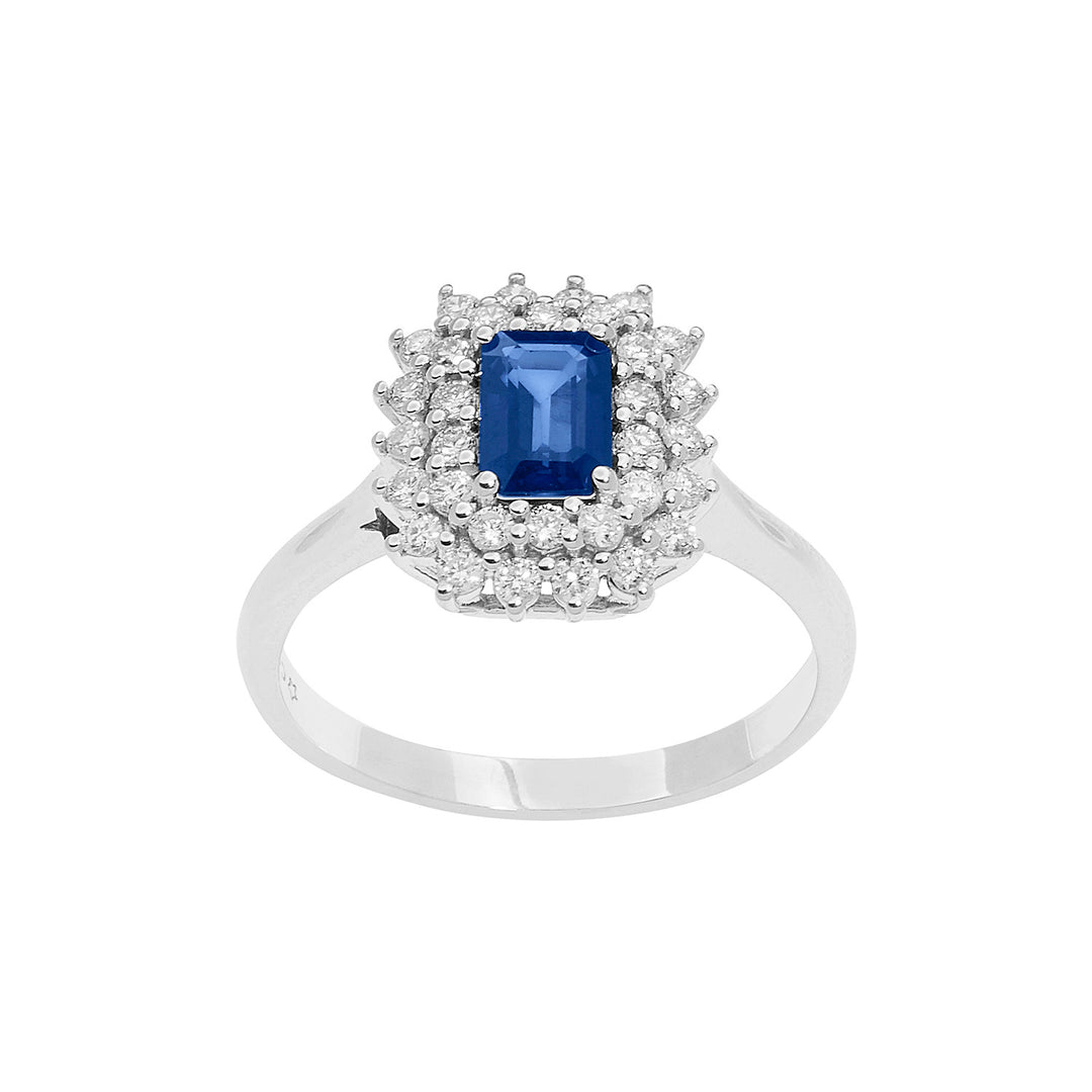 Comete Anello in Oro Diamanti e Zaffiro ottagonale ANB2623