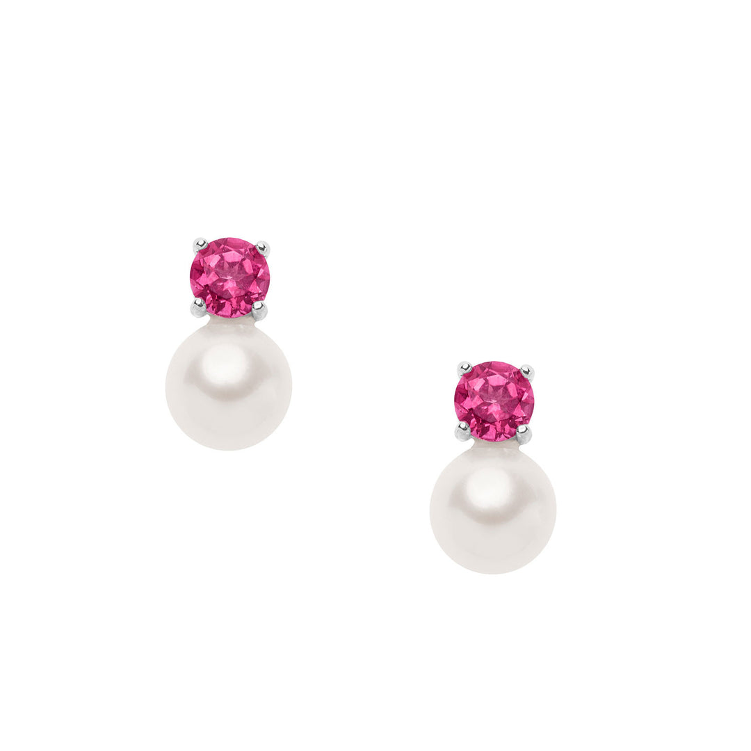 Comete Orecchini in Oro Perle e Topazio Rosa tondo ORP749