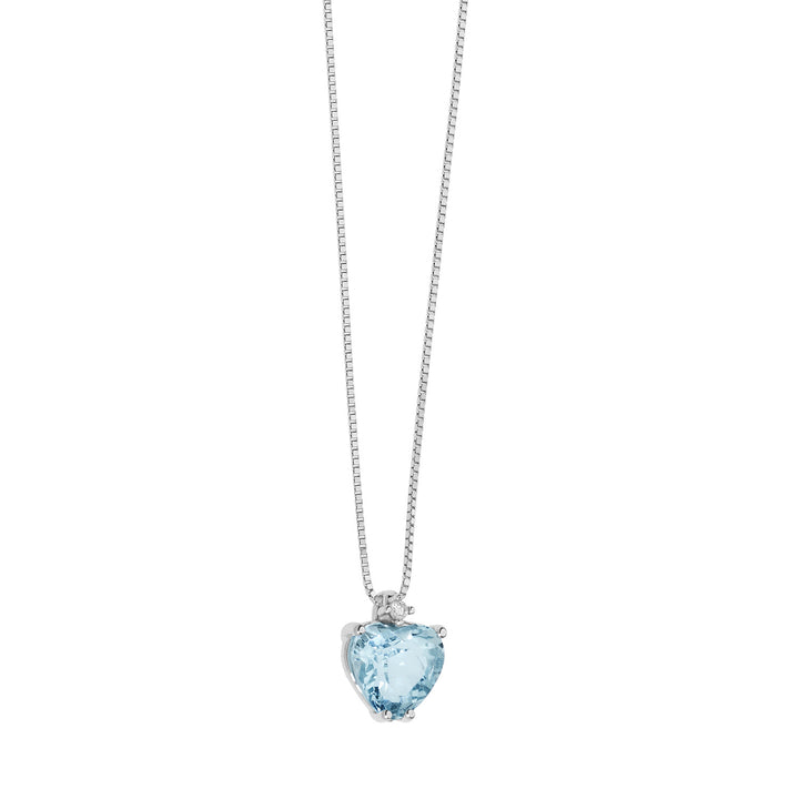 Comete Collana in Oro Diamante e Acquamarina Cuore GLQ272