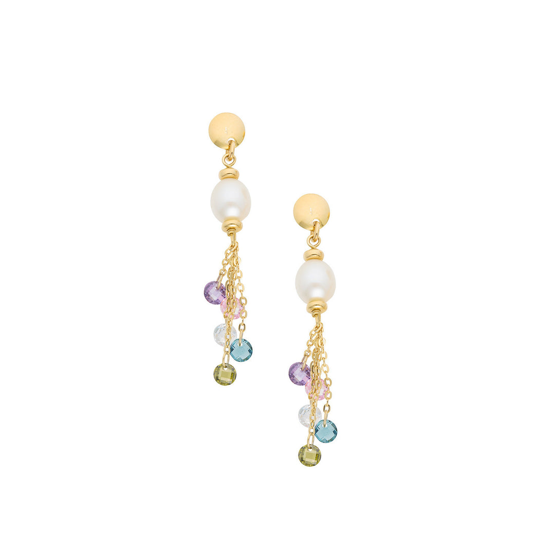 Comete Orecchini Argento 925‰ con cristalli multicolor e Perle Acquadolce ORA225