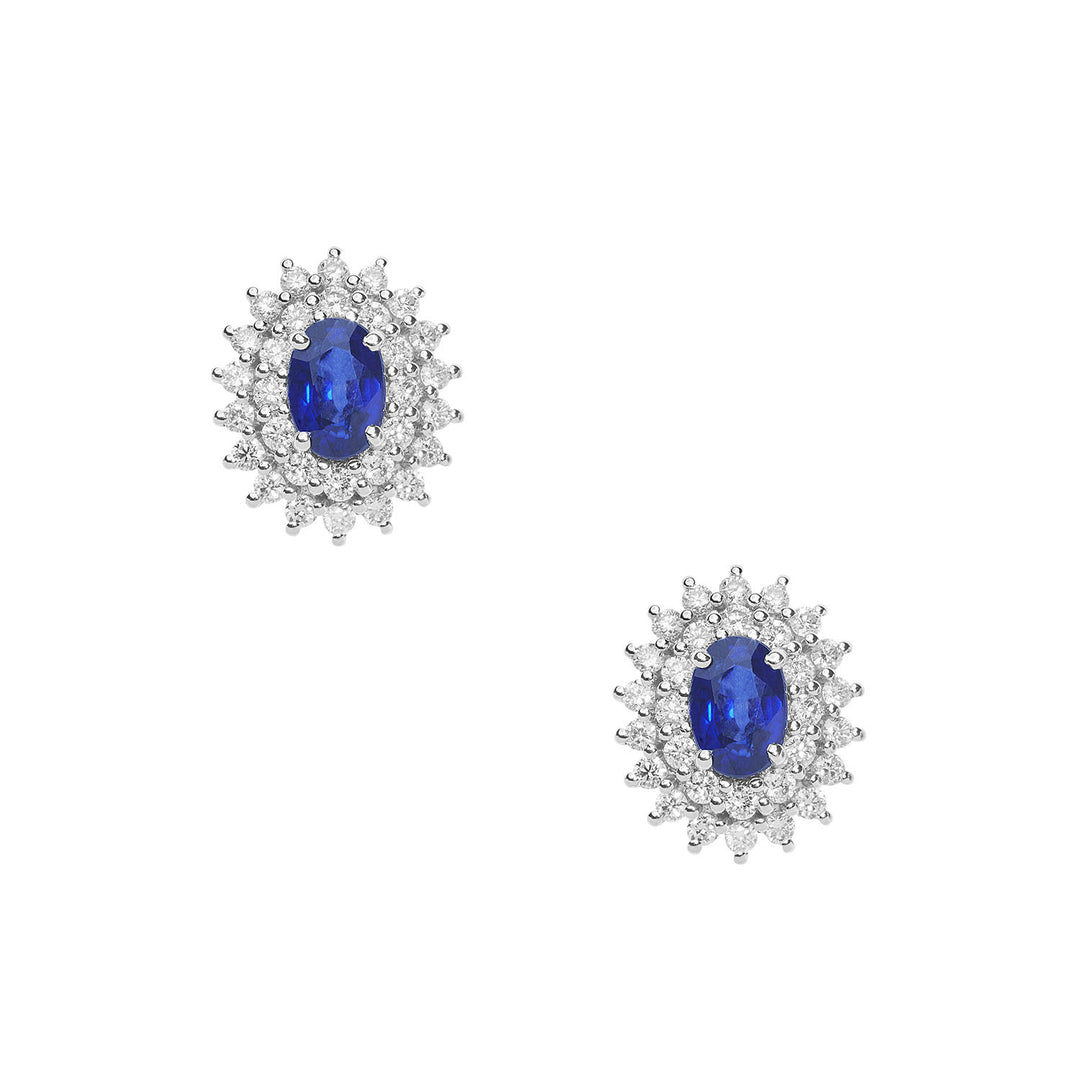 Comete Orecchini in Oro Diamanti e Zaffiri blu ovali ORB1056