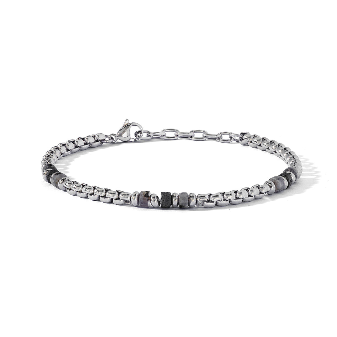 Comete Bracciale in Acciaio, Labradorite grigia e Onice Nera UBR1269